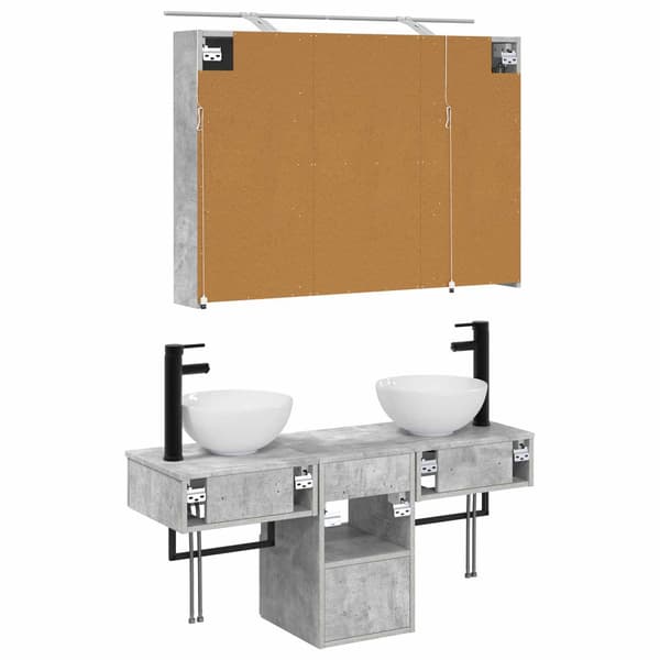 Badrumsskåpsset 4 pcs Betonggrå 100 x 14,5 x 70 cm