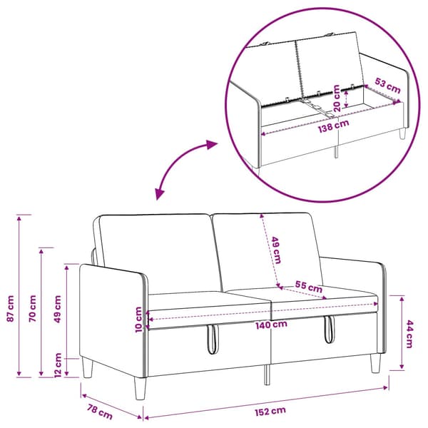 Soffa med förvaring Vinröd 152 x 78 x 87 cm Polyester