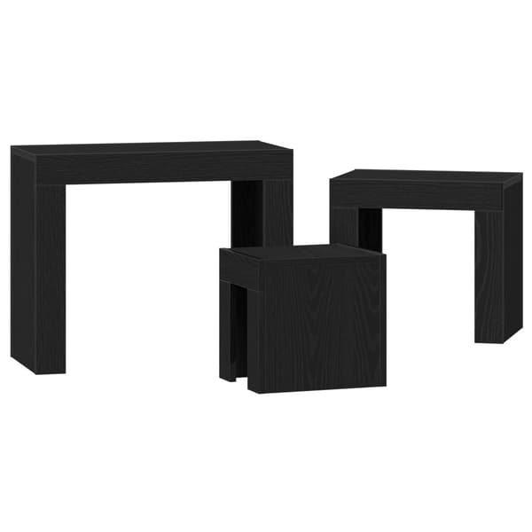 Satsbord 3 pcs Svart Ek Konstruerat trä
