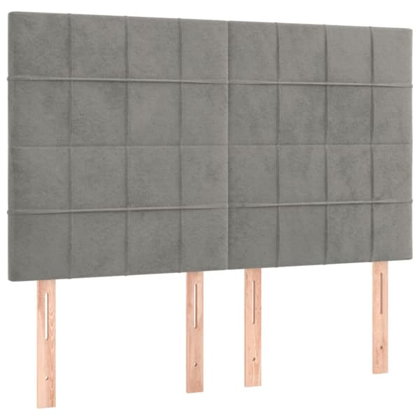Ramsäng med madrass ljusgrå 140x200 cm sammet