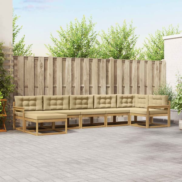 Utomhussoffset med kudde 7 pcs Vit och Beige