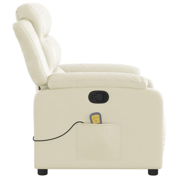 Massagefåtölj gräddvit konstläder