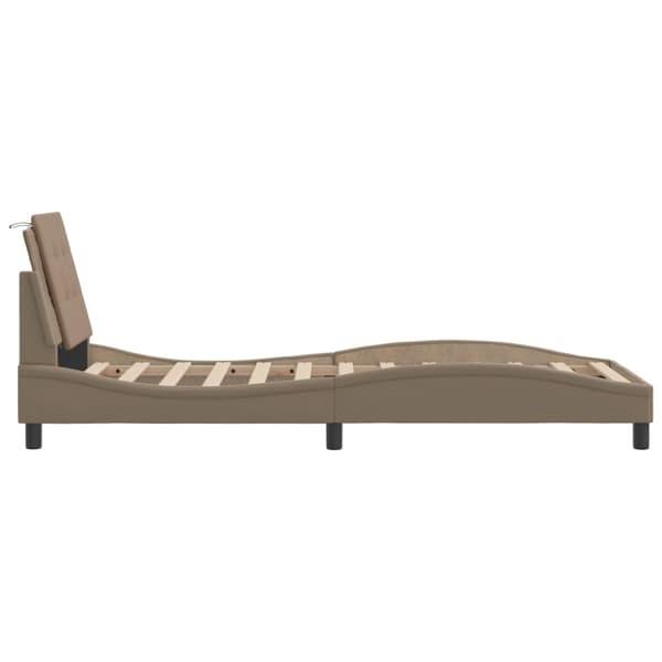 Bed Frame with LED without Mattress "Zadar" Cappuccino 90x190 cm
