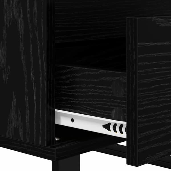 Sideboard med låda Svart ek Konstruerat trä