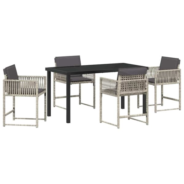 Trädgårdsmöbelset 5 pcs Ljusgrå konstrotting