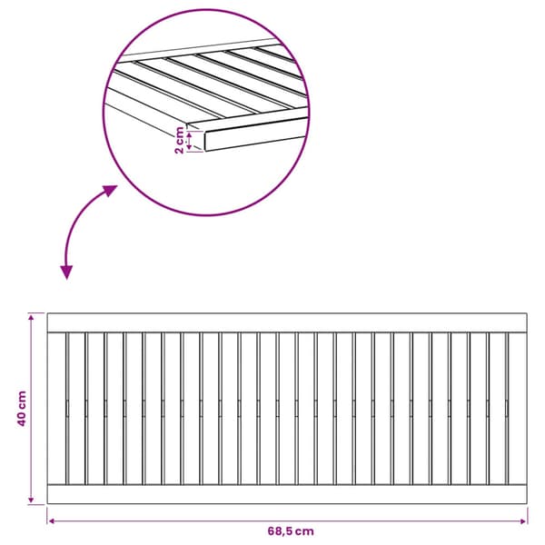 Bordsskiva 68,5 x 40 x 2 cm Rektangulär Massivt Akaciaträ Vit