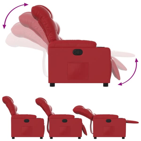 Reclinerfåtölj röd konstläder