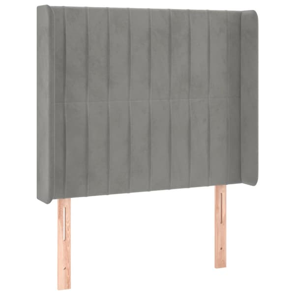 Ramsäng med madrass & LED ljusgrå 100x200 cm sammet