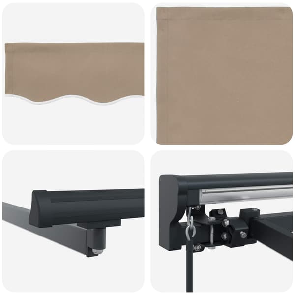 Manuell markisram med LED-lampor Beige 4 × 3,5 m