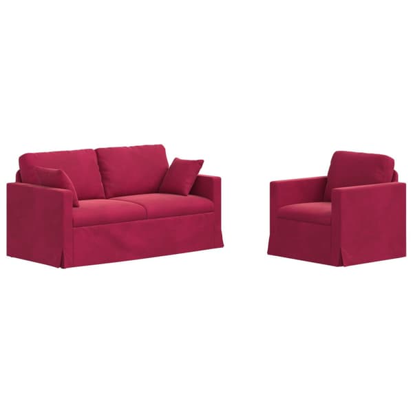 Soffset 2 pcs Vinröd 158 x 78 x 80 cm Sammet