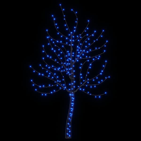 LED-julgran för vägg 150 cm 140 LED-lampor Blå Stål Svart