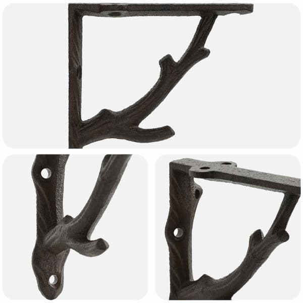 Hyllkonsoler 12 st Antikbrun 21.5 x 21.5 x 3.5 cm Stål