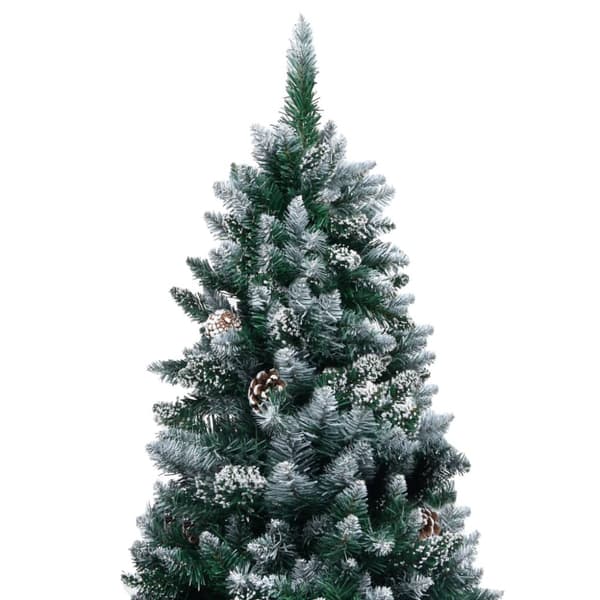 Plastgran med kottar och vit snö 180 cm