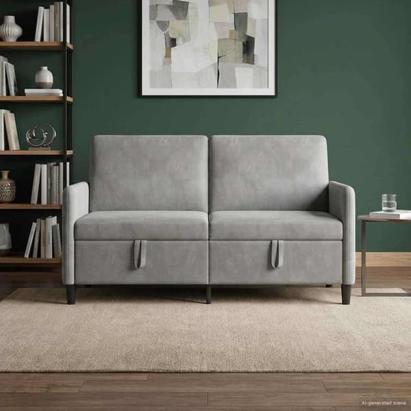 Soffa med förvaring Ljusgrå 152 x 78 x 87 cm Polyester