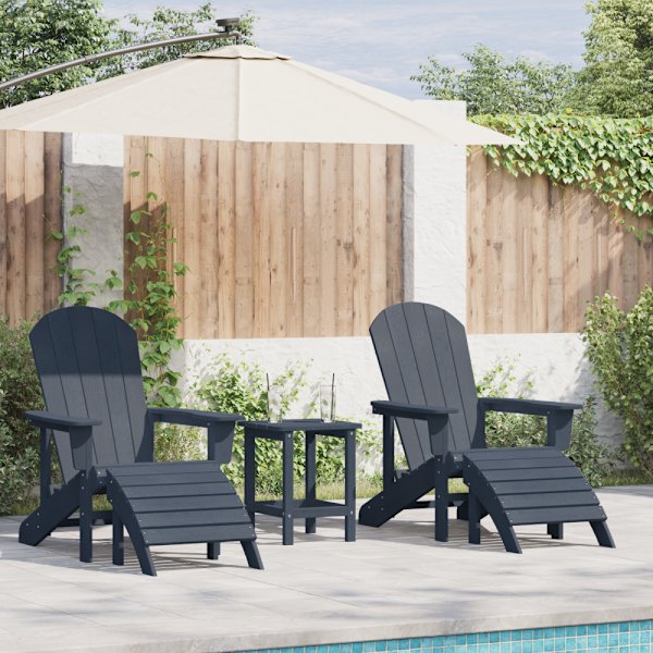 Trädgård Stol 3 pcs Marinblå polyeten