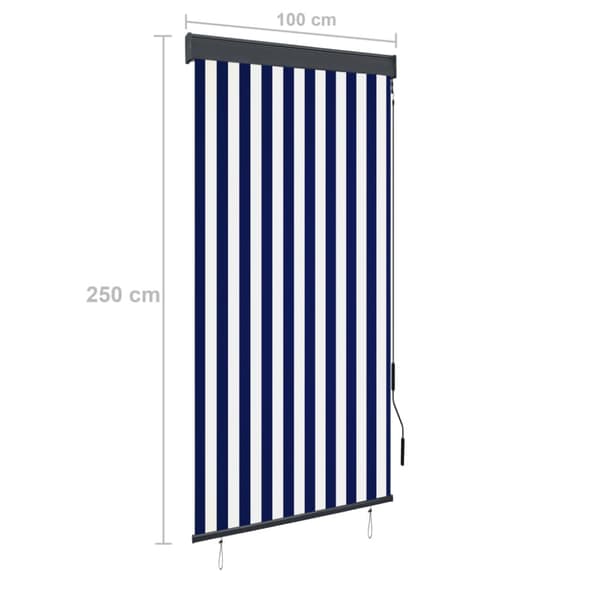 Rullgardin utomhus 100x250 cm blå och vit