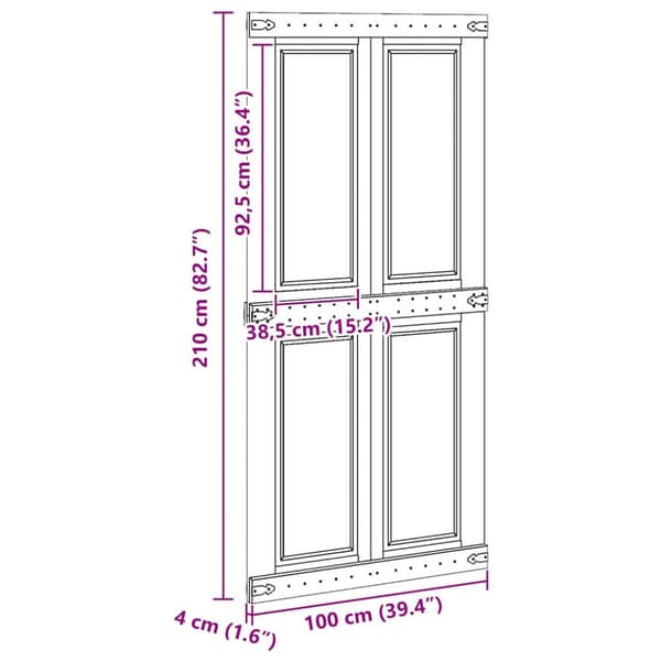 Ladugårdsdörr CORONA 100 x 210 cm Massiv furu Vit