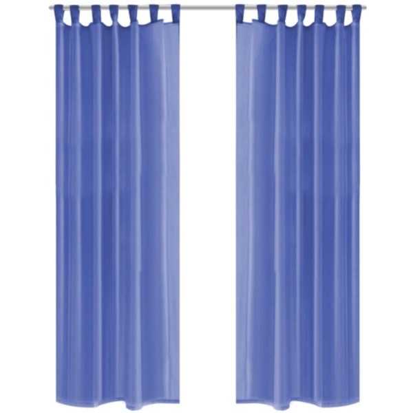 Gardiner i voile 2 st 140x225 cm kungsblå