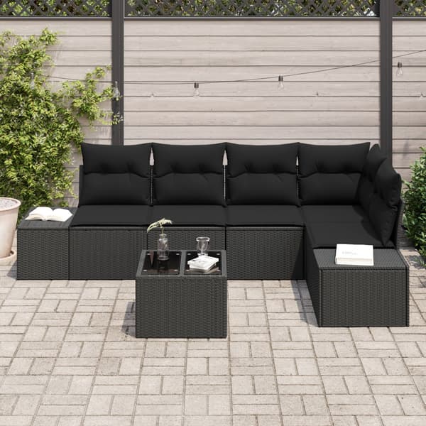 Trädgårdsoffset 6 pcs Svart konstrotting
