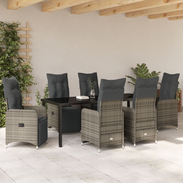 Trädgårdsmöbelset 7 pcs Beige konstrotting