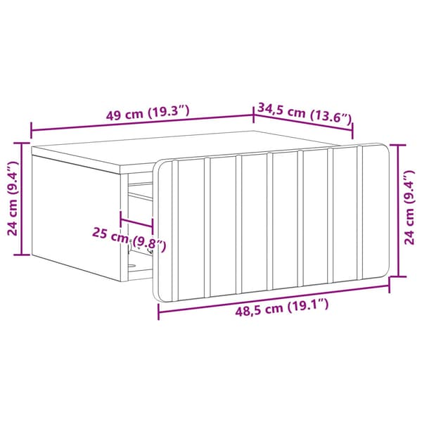 Väggmonterat Sängbord 2 pcs Vit högglans 49 x 34,5 x 24 cm