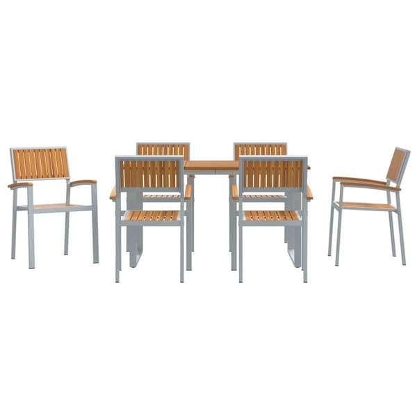 Trädgårdsmöbelset 7 pcs Grå Massivt Akaciaträ