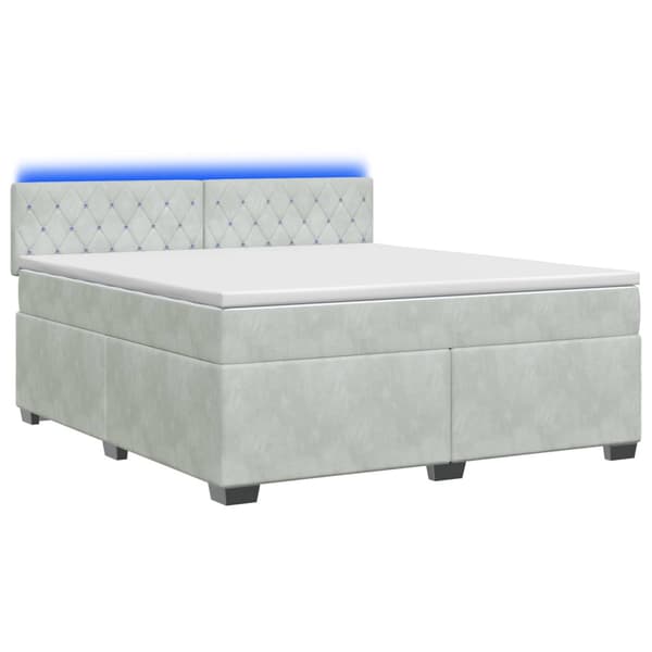 Boxspring säng med madrass och LED Ljusgrå 140 x 190 cm Sammet
