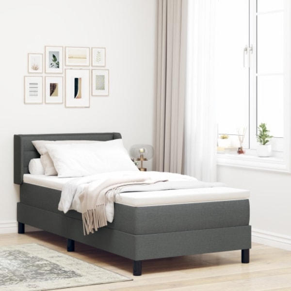 Box-spring säng med madrass mörkgrå 80x200 cm tyg