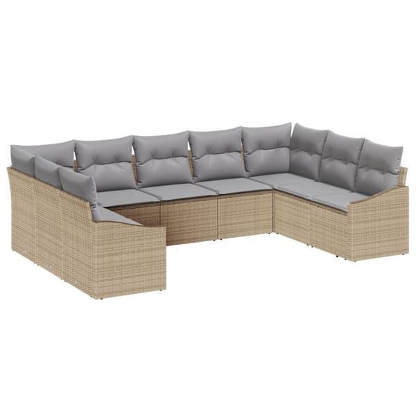 Trädgårdsoffset 9 pcs Beige och Ljusgrå konstrotting