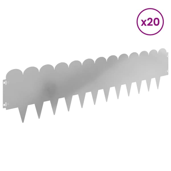 Kant för gräsmatta 20 pcs 103 x 25 cm Stål Silver