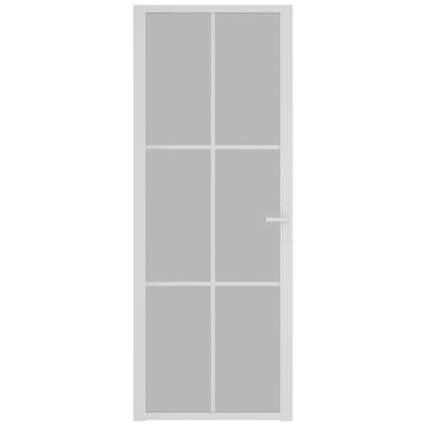 Innerdörr 76x201,5 cm vit matt glas och aluminium