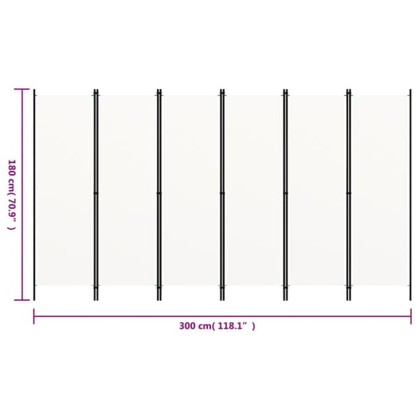 Rumsavdelare 6 paneler vit 300x180 cm
