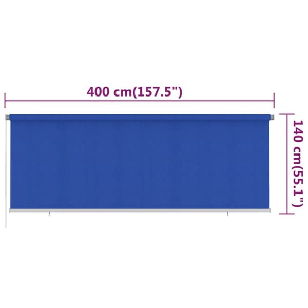 Rullgardin utomhus 400x140 cm blå HDPE