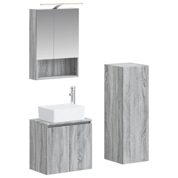 Badrumsmöbelset 4 pcs Grå Sonoma Konstruerat trä och glas