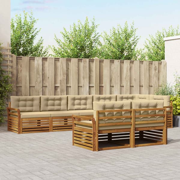Utomhussoffset med kudde 8 pcs Naturlig och Beige