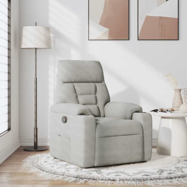 Reclinerfåtölj ljusgrå mikrofibertyg