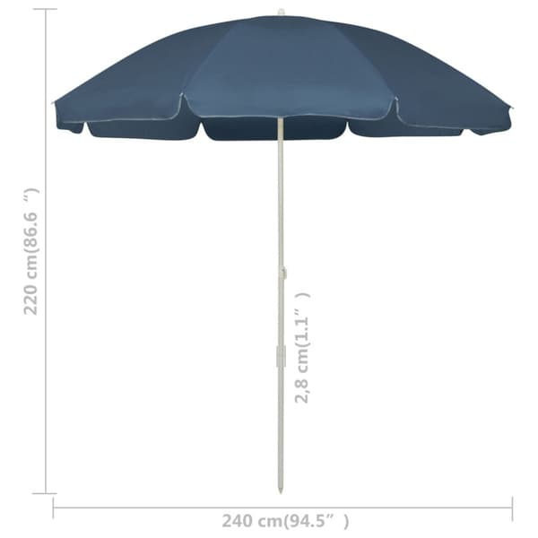 Strandparasoll blå 240 cm