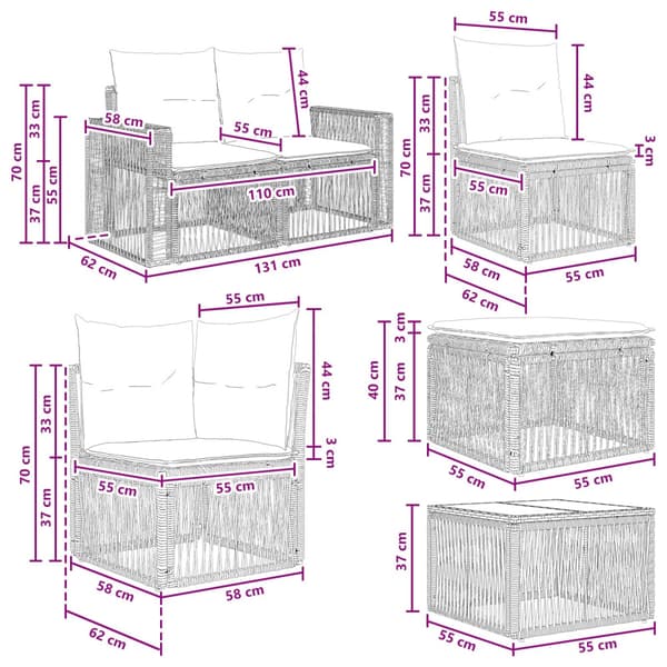 Trädgårdsoffset 8 pcs Beige och krämvit konstrotting