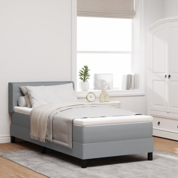 Box Spring Bed med madrass Ljusgrå 80x200 cm Tyg