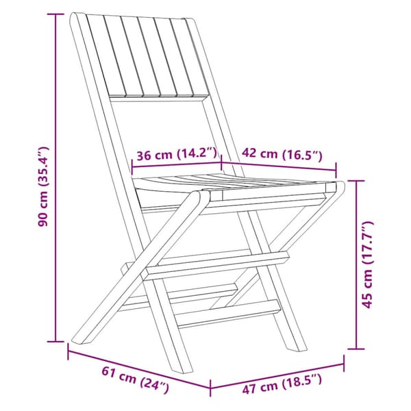 Hopfällbara trädgårdsstolar 2 st 47x61x90 cm massiv teak