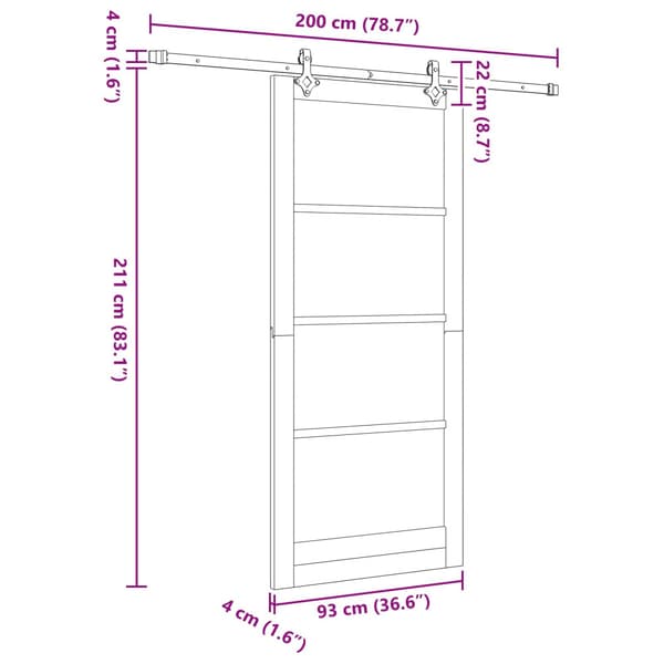 Skjutdörr 93 x 211 cm Konstruerat trä Vit