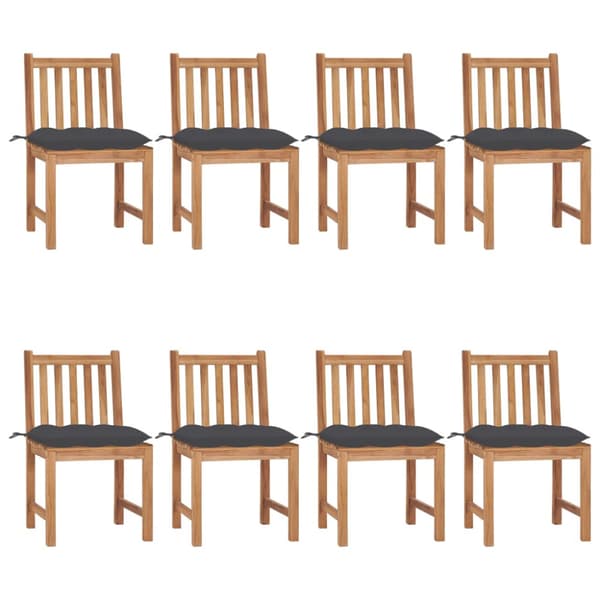 Trädgårdsstolar 8 st med dynor massiv teak