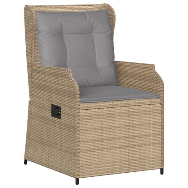 Justerbara trädgårdsstolar 2 st med dynor beige konstrotting