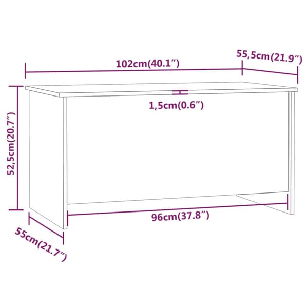 Soffbord vit 102x55,5x52,5 cm konstruerat trä