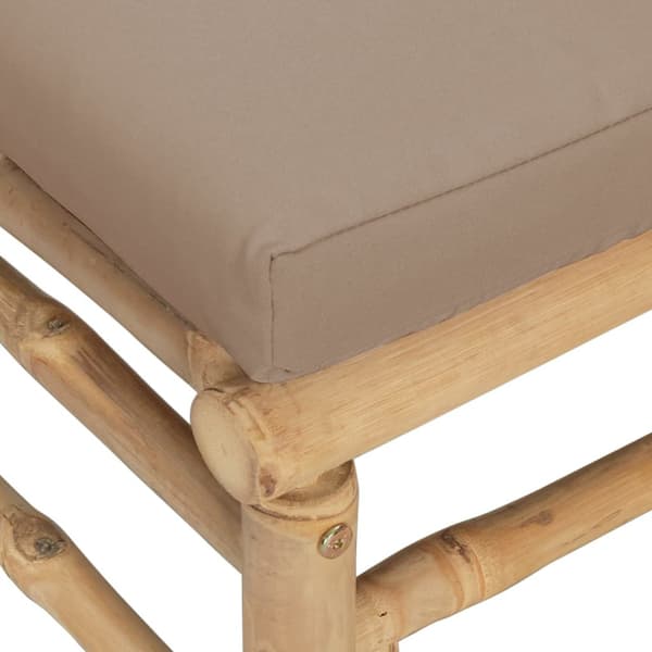 Hörnsoffa för trädgården med taupe dynor bambu