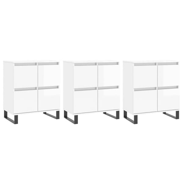 Skänkar 3 delar vit högglans konstruerat trä