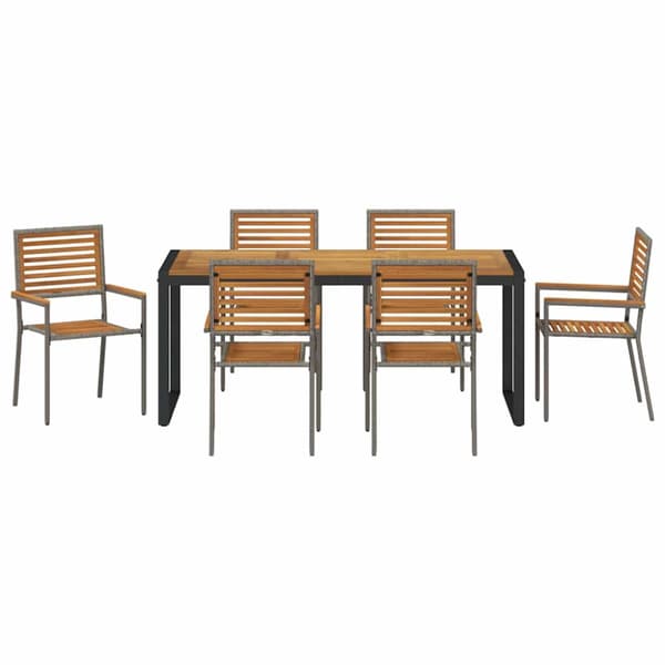 Trädgårdsmöbelset 7 pcs Grå och Brun konstrotting