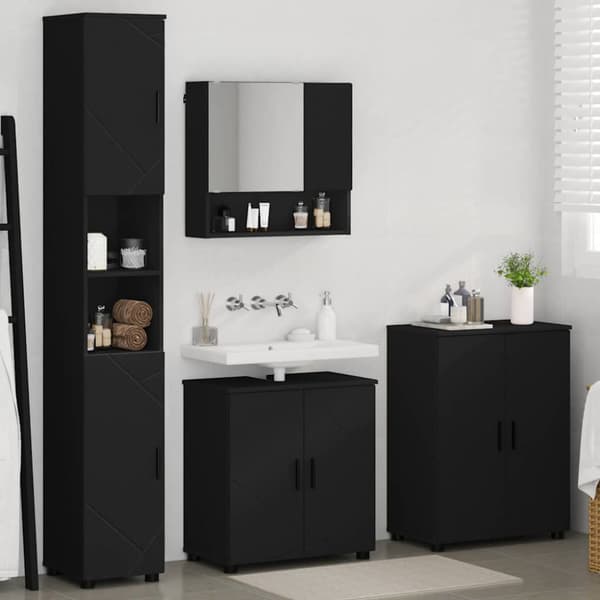 Badrumsmöbelset 4 st Svart 61 x 35 x 64 cm