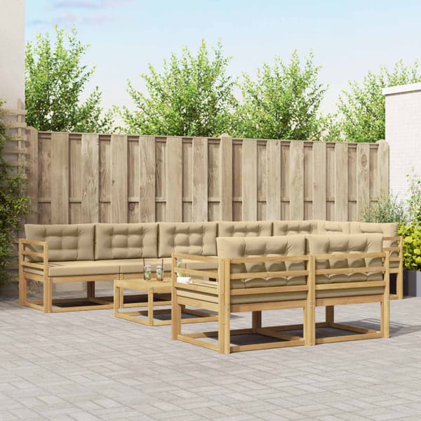 Utomhussoffset 9 pcs Vit och Beige 79 x 79 x 37 cm Polyester