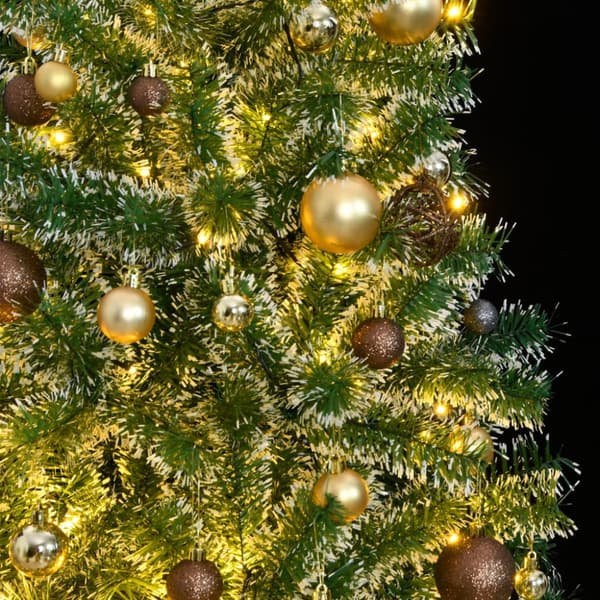 Plastgran 300 LEDs&kulor&snö 210 cm